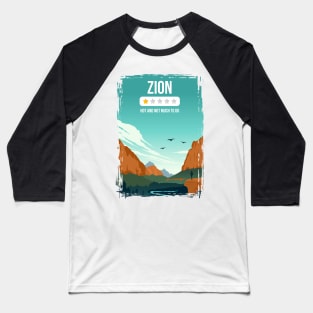 Zion National Park Funny One Star Review Utah Travel Poster Baseball T-Shirt